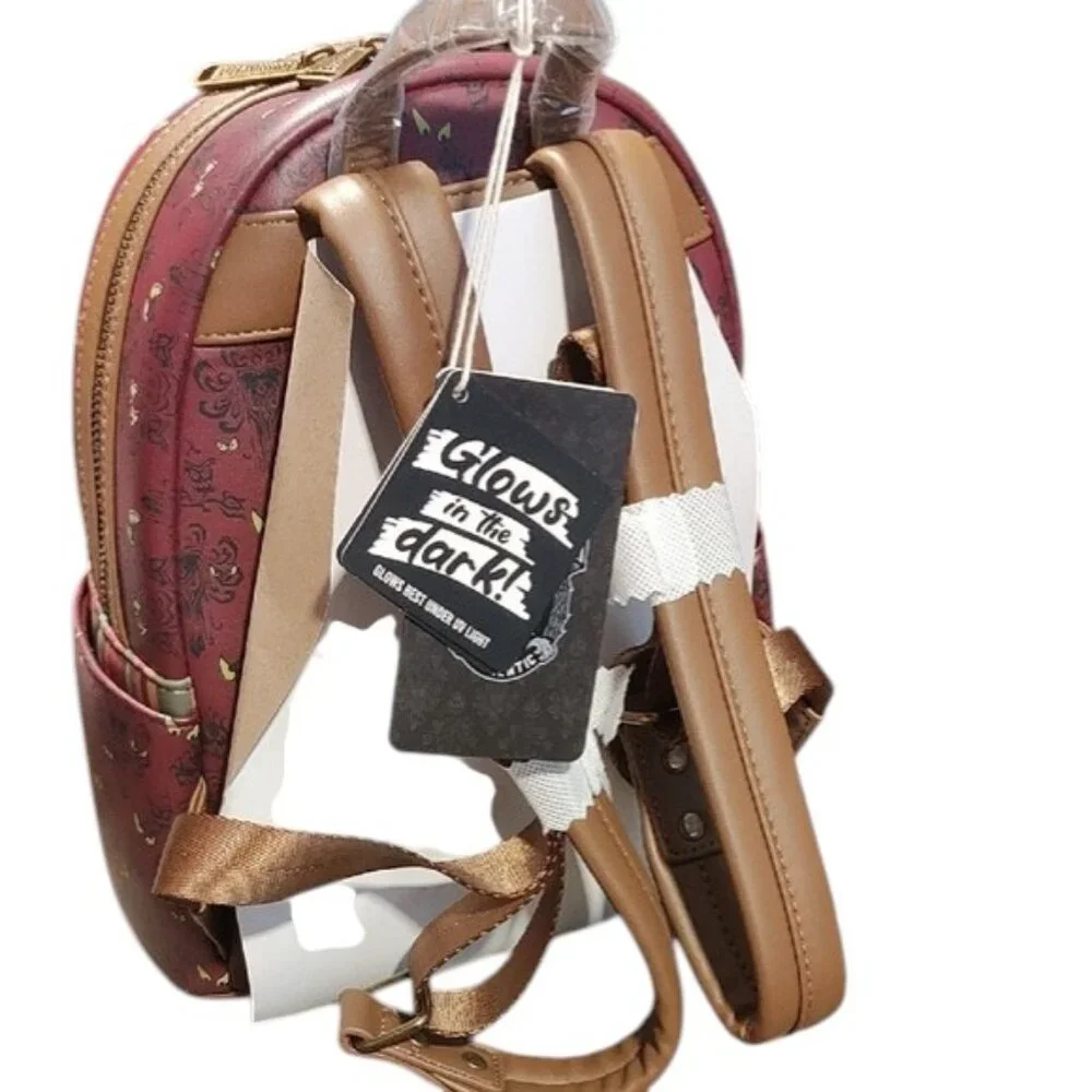 Loungefly Disney Haunted Mansion Glowing Maroon and Brown Backpack NWT
